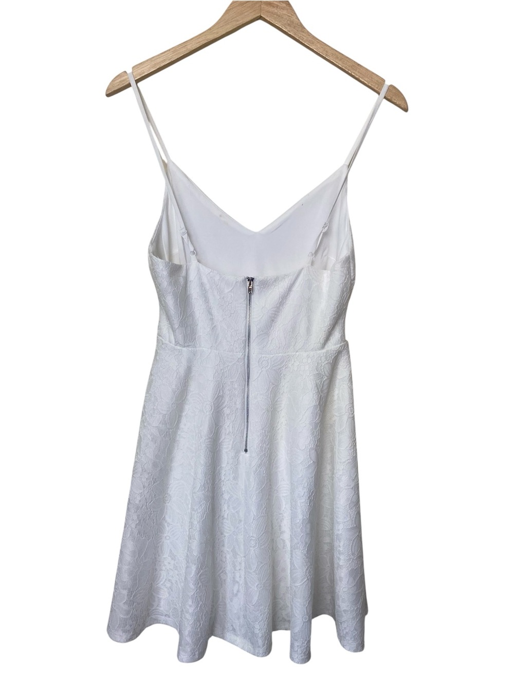 Lulus Classic White Spaghetti Adjustable Strap Lace Short  Dress in Ivory Sz S - Picture 4 of 13